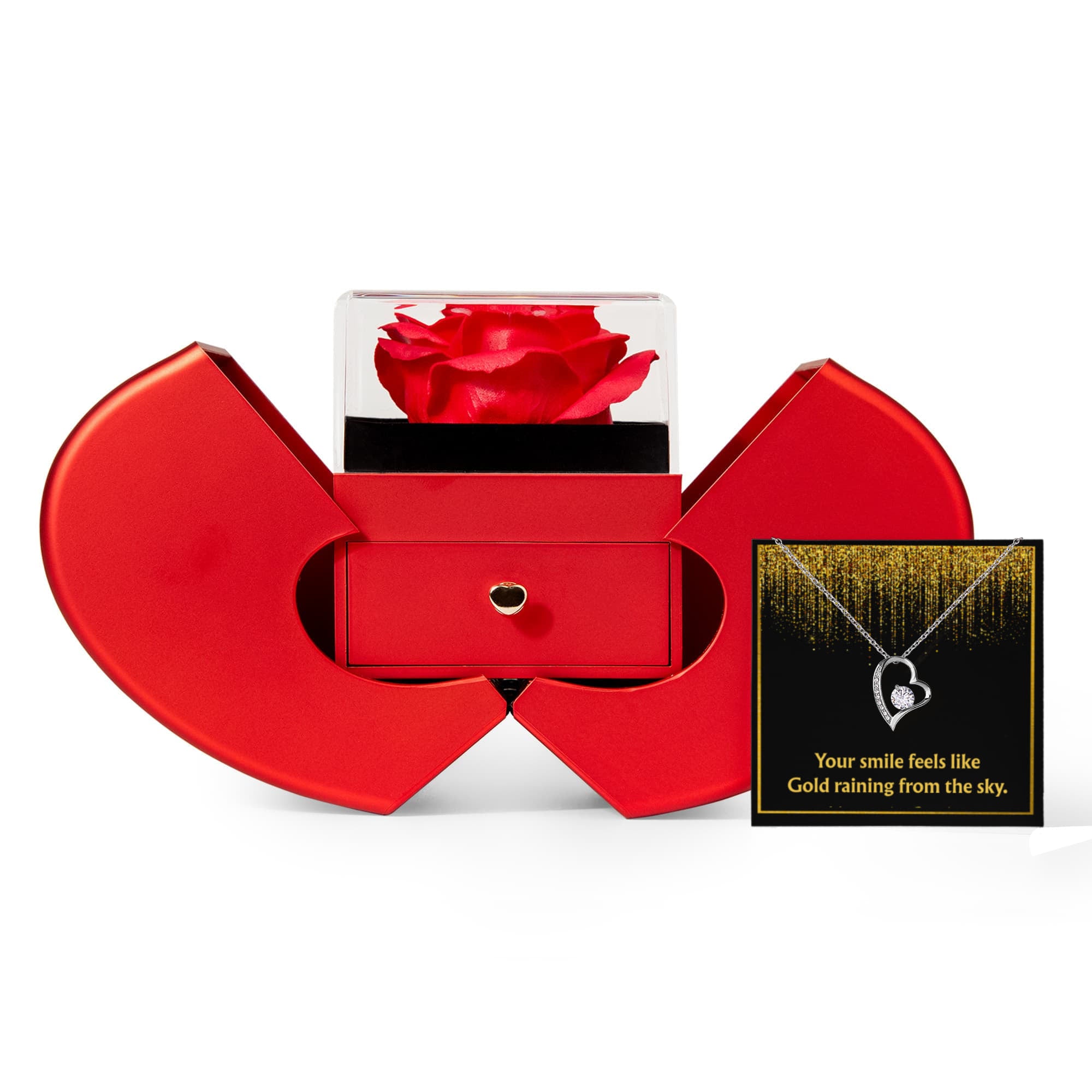 Forever love necklace with rotating rose Box