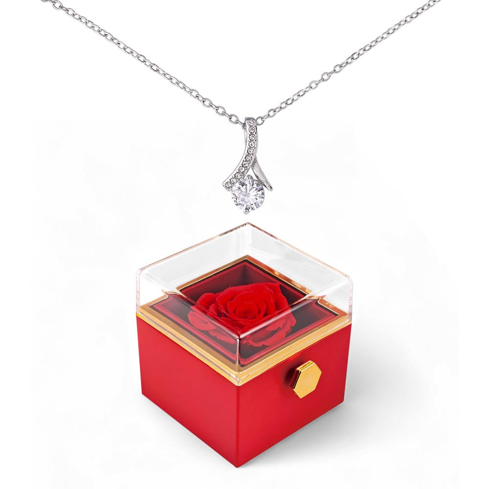 Necklace with Rotating Rose Box