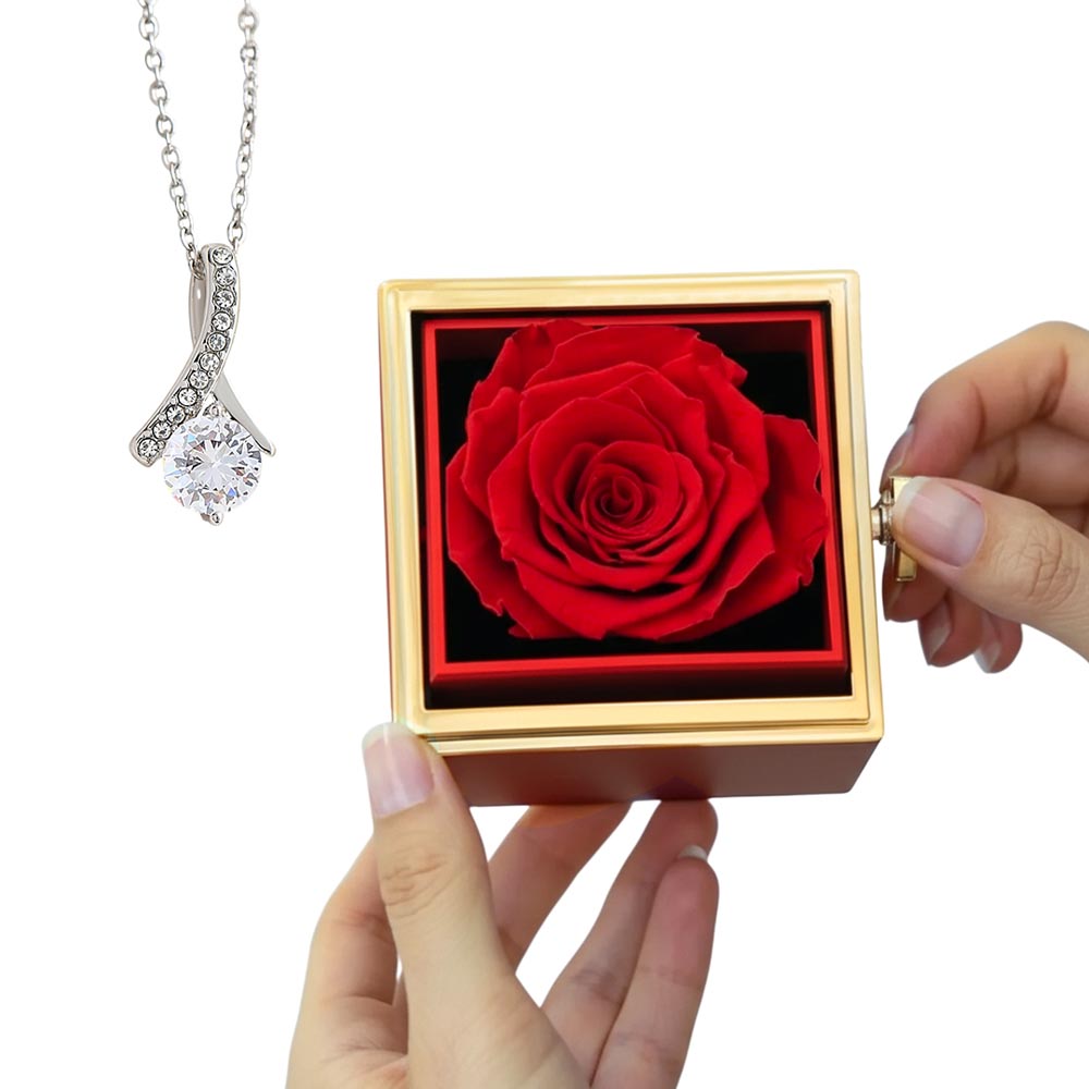 Necklace with Rotating Rose Box