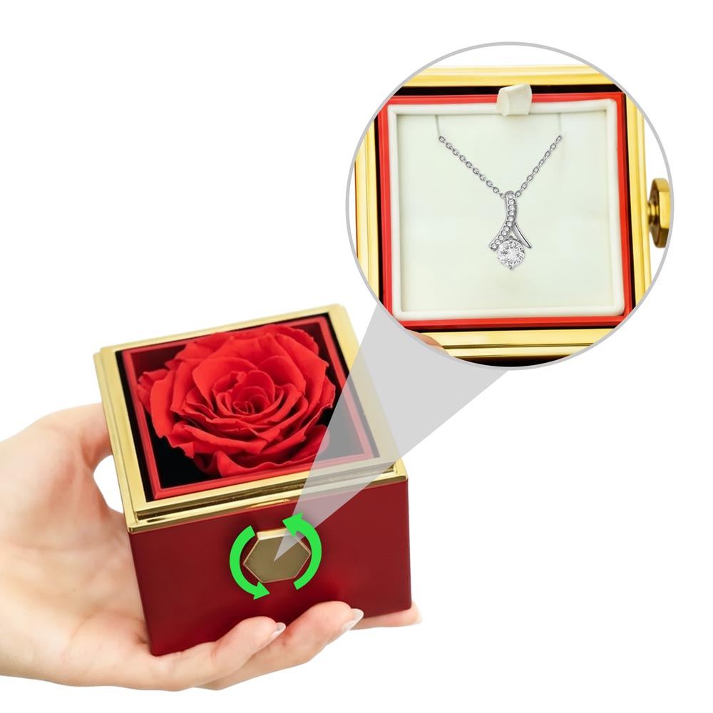 Necklace with Rotating Rose Box