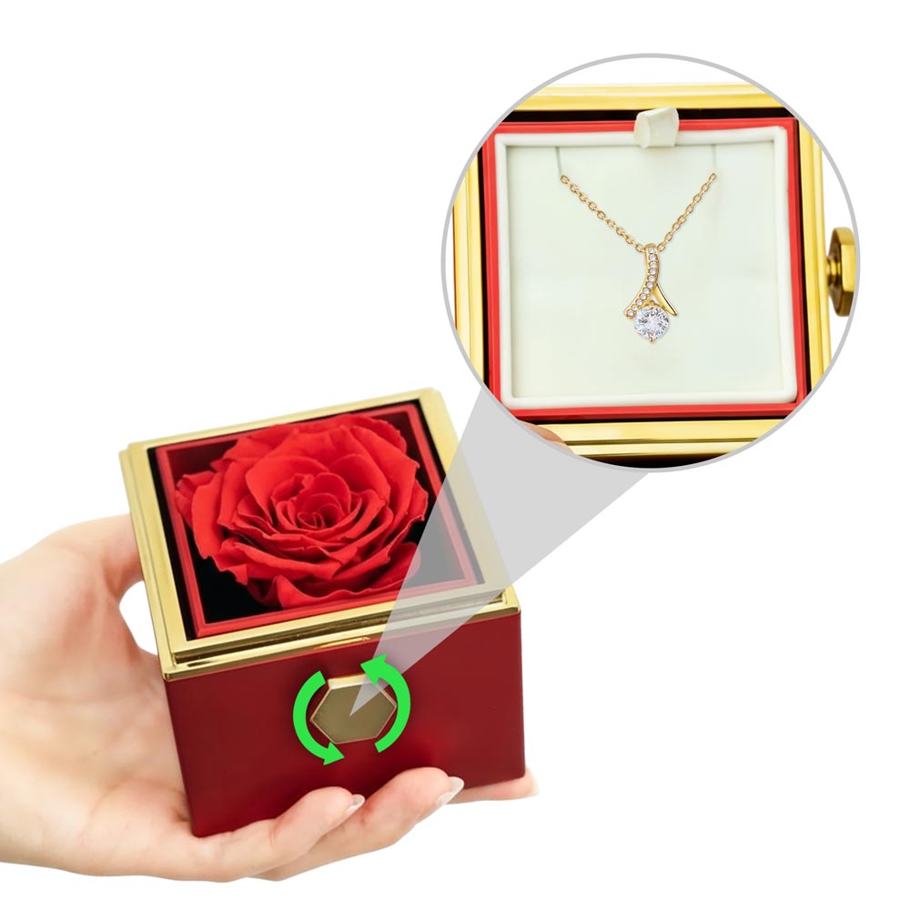 Necklace with Rotating Rose Box